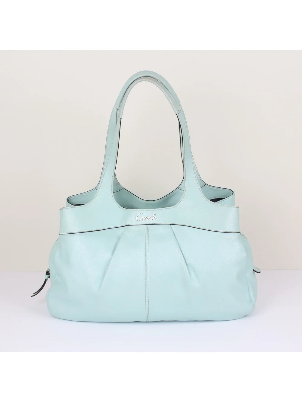 Coach Lexi Pastel Blue Smooth Leather Tote Carryall Satchel F18829
